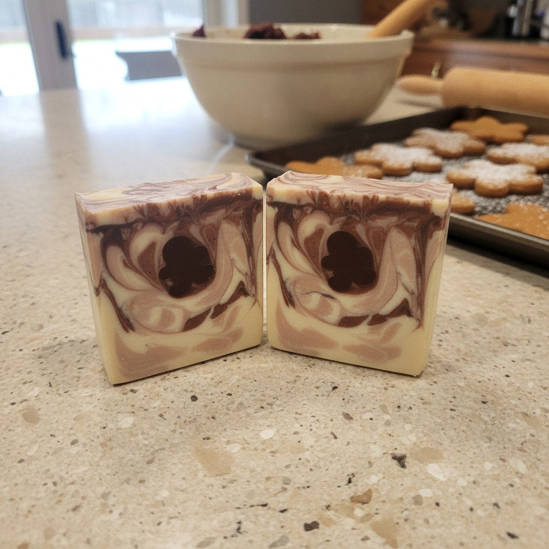 Oh Snap gingerbread man handmade soap with festive holiday design